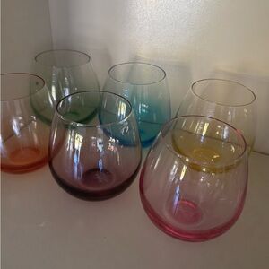Stemless white Wine Glasses / glasses / bar / kitchen / dine / serve